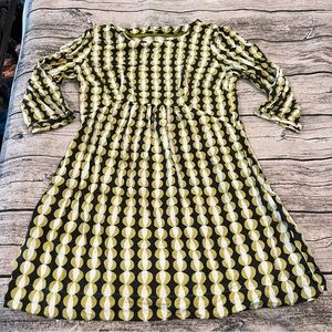 Boden Viscose Geometric Patterned Dress; 3/4 sleeves; Size 6-8